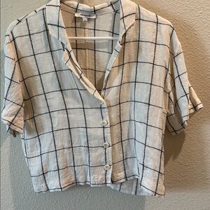 Madewell Cream and Black Plaid Shirt